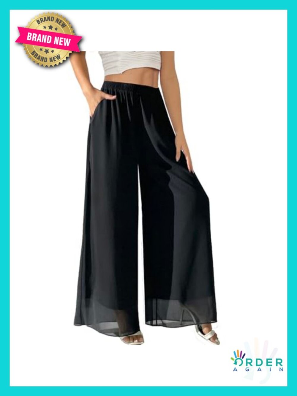 High Waist Wide Leg Palazzo Pants Chiffon Casual Business Trousers